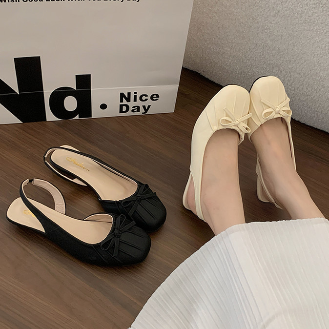 Phong Cách Hàn Quốc Mũi Tròn Dép Thường Ngày PU Nữ Cổ Tích Phong Cách Với Váy Sang Trọng Chống Trơn Trượt Giày Thường F