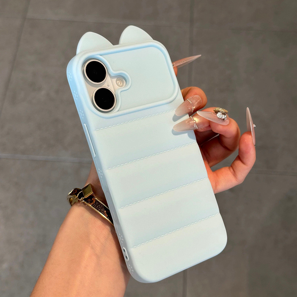 Đơn Giản Mèo May Mắn Tai Xuống Áo Khoác Điện Thoại Cho iPhone 17 Pro Max 16 Plus 15 14 13 12 11 Vỏ Bảo Vệ Chống Sốc