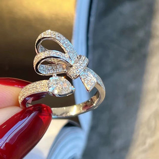 Châu Âu Mỹ ins Phong Cách Mới Nơ Giọt Nước Zircon Nhẫn Nữ
