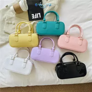 E-WOITD Màu Trơn Jelly Hobos Túi Xách Thường Chống Bẩn Túi Đeo Ngang PVC Chống Thấm Nước Đeo Ngang Satchel Túi Bảo Quản Mỹ Phẩm E-WOITD