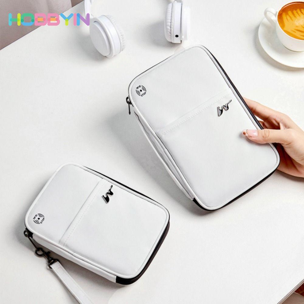 HOBBYIN Thẻ HOBBYIN, Hộp đựng thẻ RFID dung lượng lớn có dây kéo, Hộp đựng hộ chiếu du lịch bằng vải Polyester chống thấm nước thời trang Unisex