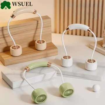 Quạt cổ có thể gập lại WSUEL, Cửa thoát khí tuabin Cấu trúc có thể gập lại Quạt cổ đeo được, tông kem hợp thời trang Gió mềm Quạt cổ gió mát Hoạt động ngoài trời