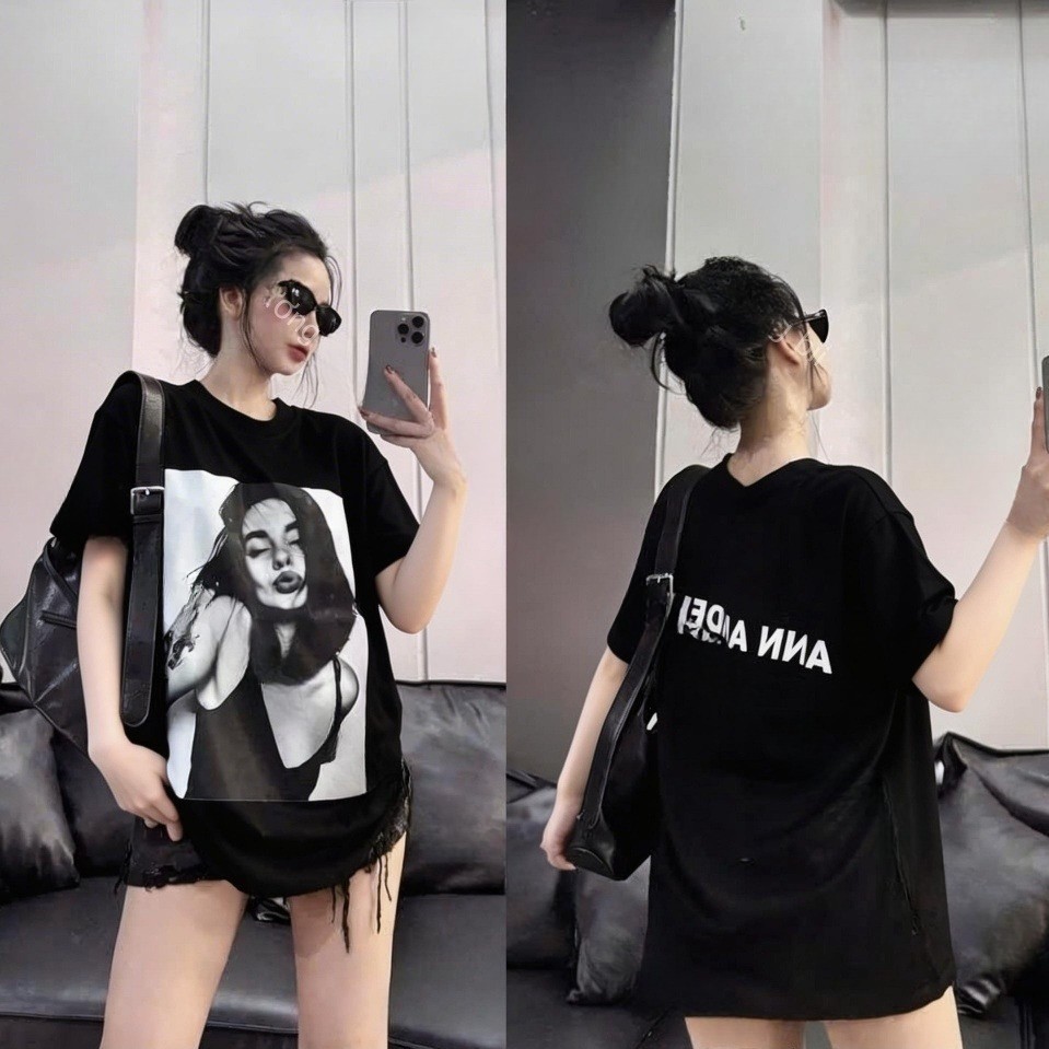 （Giao hàng 24h）Angela Áo Thun Giấy QC L1 Chất Mỏng Mịn Siêu Mát không nhăn form rộng giấu quần AG035