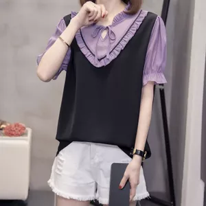 Áo thun nữ giảm béo mùa hè, áo thun ngắn tay cổ chữ V thời trang Hàn Quốc mới dành cho nữ