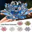 JUIC Crystal Lotus Flower Figurine Bộ sưu tập nhiều màu Quà tặng lưu niệm Nhà & Văn phòng Thủ công thủy tinh