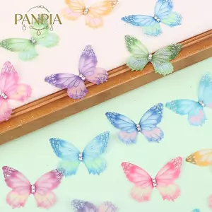 PNPIA- Hai Lớp Gradient Bướm Appliques Organza 3D Cho Lời Mời Đám Cưới Quà Tặng Sinh Nhật Paaging Và Làm Quần Áo