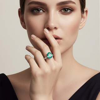 Châu Âu Mỹ ins Phong Cách Mới 8g Xanh Zircon Mở Nhẫn Nữ