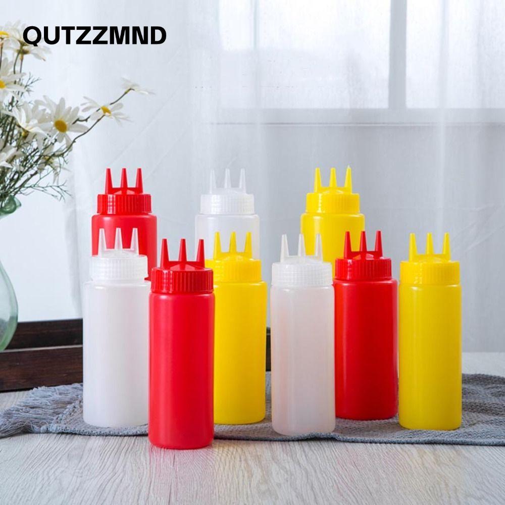 Chai nước sốt ép QUTZZMND, Chai bóp 3 đầu phun tốt nghiệp, Thuyền đựng Salad có thể tái sử dụng