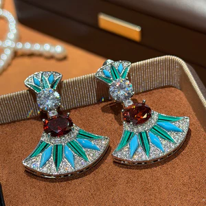 Bông tai dài Zircon thanh lịch tinh tế sang trọng phong cách mới sang trọng