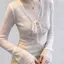 Cổ chữ v có dây buộc kiểu Pháp dành cho nữ mùa xuân Phong cách mới Slim-Fit Slim-Fit Slimmer Look