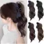 FUJIOU Phần mở rộng đuôi ngựa xoăn ngắn, Bộ tóc giả đuôi ngựa sóng nơ tổng hợp 24 inch, Phụ kiện tóc Kẹp móng vuốt xếp lớp Kẹp tóc đuôi ngựa tự nhiên Sử dụng hàng ngày