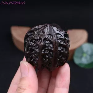 JUNYUE88US Quả bóng sầu riêng bằng gỗ, Quả bóng Massage tay bằng gỗ óc chó bằng gỗ trầm hương, Chơi bóng tay chống trượt Màu đen mịn màng Quả bóng tập thể dục