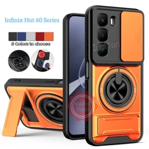 Vỏ Điện Thoại Giáp Cho Infinix Hot 60 Pro Plus 60I 4G Hot60 5G 60Pro + Vỏ Bảo Vệ Ống Kính Trượt Chống Sốc Vỏ Điện Thoại Có Nhẫn