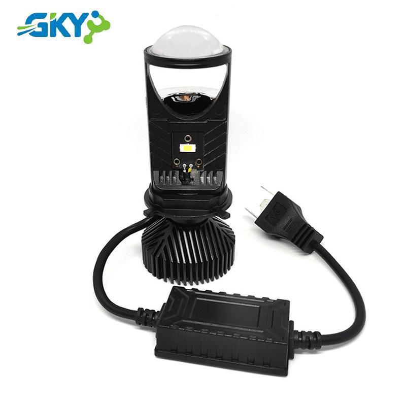 GKY 1 Cái T9 Đèn Pha Led Ô Tô H4 Gần Xa Tích Hợp Siêu Sáng Đèn Pha Xe Máy Điện Ống Kính Đôi Y9 GKY