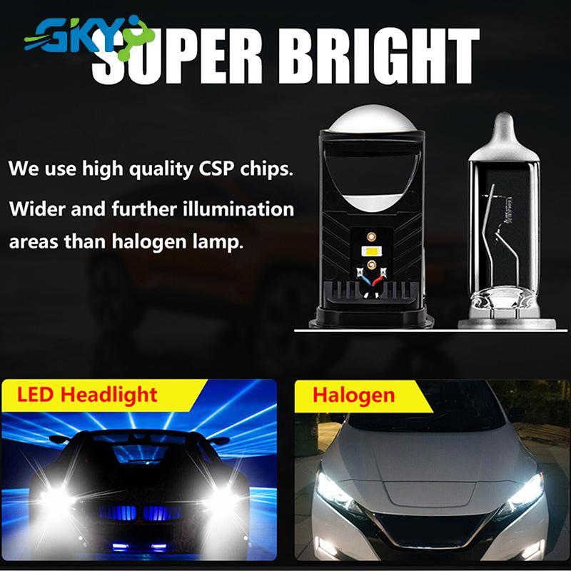 GKY 1 Cái T9 Đèn Pha Led Ô Tô H4 Gần Xa Tích Hợp Siêu Sáng Đèn Pha Xe Máy Điện Ống Kính Đôi Y9 GKY