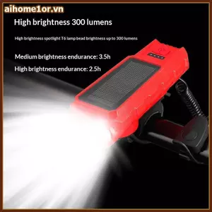 AIHOM USB Sạc Đèn Xe Đạp Năng Lượng Mặt Trời Có Màn Hình Hiển Thị Điện Xe Đạp Đường Núi Đèn Trước Tích Hợp Sừng Đèn Pin Cho Đi Xe Đạp,