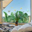 {WELV}Static Cling Window Sticker Green Tropical Butterfly Design PVC 11.81 x 23.62 in