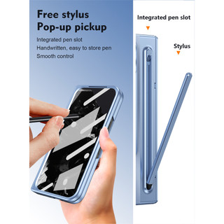Ốp Lưng Cho Google Pixel 10 9 Pro Gấp Tích Hợp Đứng Bút Khe Cắm Stylus Ống Kính Bản Lề Bảo Vệ Chống Sốc Kính Cường Lực