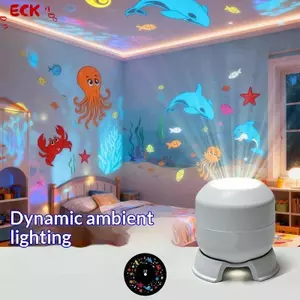 Đèn chiếu đại dương ECK LED xoay 360 độ Đèn ngủ USB năng động Làm dịu ánh sáng đầy màu sắc cho bữa tiệc gia đình Trẻ em HOT