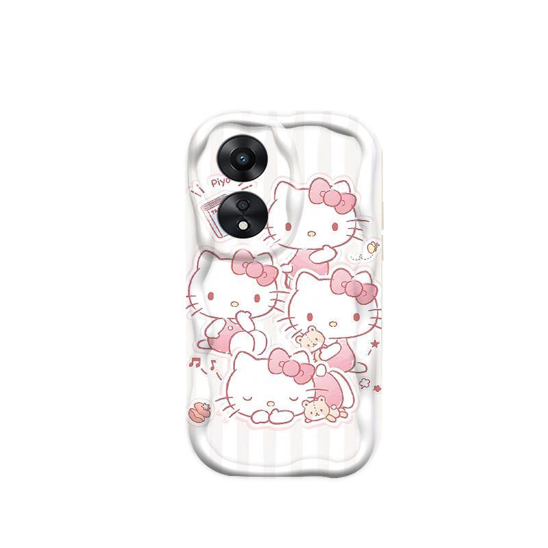 Thích hợp cho OPPO A18 A38 A58 A60 A17 A17K 4G 3D Điện thoại thông minh TPU mềm Kitty Cat Vỏ điện thoại chống sốc
