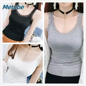 Áo tăng mùa hè METUBE, Áo sơ mi mỏng có ren Cami, Đồ lót thông thường Áo không tay cổ chữ U dành cho nữ