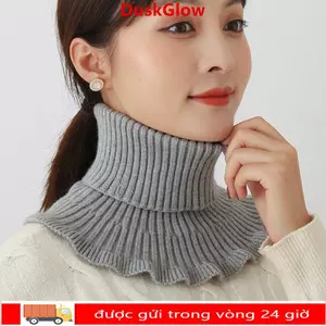 Cổ áo giả dệt kim DUSKGLOW, Khăn quàng cổ có thể tháo rời ấm áp, Chống gió thời trang với tai gỗ Ấm cổ đông nam nữ