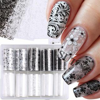 Springevensky Trắng Ren Đỏ Hoa Móng Tay Nghệ Thuật Chuyển Lá Bộ 10 Cuộn Cho DIY Móng Tay Stiers Quyến Rũ Trang Trí Salon Tiếp Liệu Springevensky