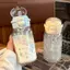AA 600ml Sao Chai Nước Tumbler Cho Đá Cà Phê Nước ép Trà Nơ Dễ Thương Cốc Nhựa Có Nắp Ống Hút Chai Uống Di Động VN