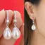 PNPIA- 1 Cặp Thời Trang Tinh Tế Màu Bạc Giả Ngọc Trai Giọt Nước Bông Tai Nữ Trang Sức Ánh Sáng Sang Trọng Sáng Bóng Bông Tai Kim Cương