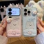 3D DIY Dễ Thương Happy Cặp Đôi Gấu Ốp Lưng Điện Thoại + Gương Đứng Cho iPhone 17 16 15 14 13 12 11 Pro Max 16 15 14 Plus
