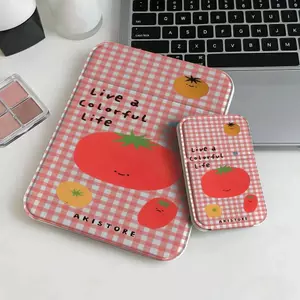 Gương trang điểm gấp họa tiết cà chua dễ thương, nhỏ gọn bỏ túi tiện mang đi