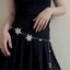 Dây chuyền bụng kim loại WEETW, Dây đeo thắt lưng hoa bạc Y2K, Dây chuyền cơ thể Bohemian tối giản nhiều lớp của Punk Phụ kiện JK