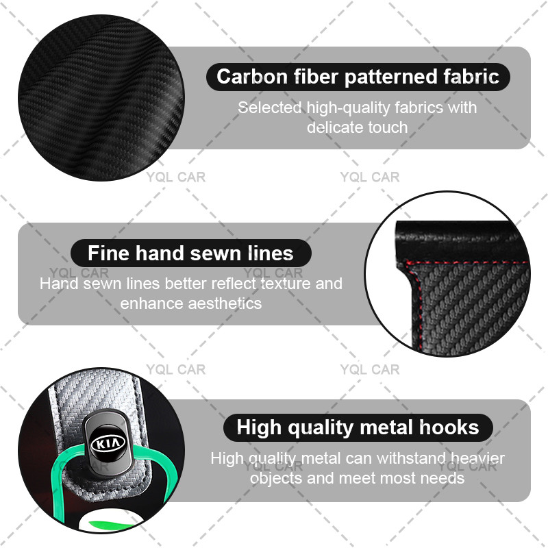 1 / 2 Chiếc Có Thể Gập Lại Xe Hành Khách Tổ Chức Móc Sợi Carbon Lưu Trữ Xe Móc Ẩn Cho Xe Kia Ceed Rio Sportage R K3 K4 K5 Sorento Cerato Optima
