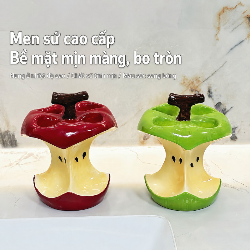 Sáng Tạo Apple Shape Giá Đỡ Bàn Chải Đánh Răng Gốm,Giá Đựng Bàn Chải Trang Điểm 4 Lỗ,Phụ Kiện Phòng Tắm