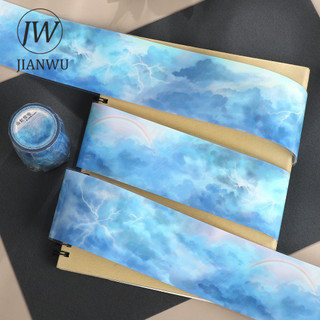 JIANWU 60mm * 5m Vintage Sét Mưa Mây Phong Cảnh Chất Liệu Cắt Băng Thêu Sò PET Sáng Tạo DIY Tạp Chí Văn Phòng Phẩm