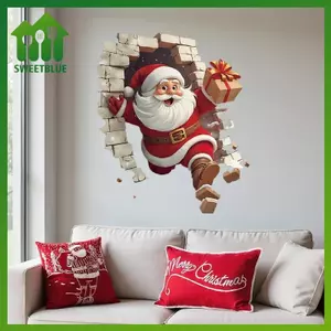 SWEET 1 Decal Dán Tường Ông Già Noel - Stier Giáng Sinh Có Thể Tháo Rời, Thích Hợp Cho Phòng Khách Và Trang Trí Nhà, Dễ Dàng Lắp Đặt Trang Trí Phòng n