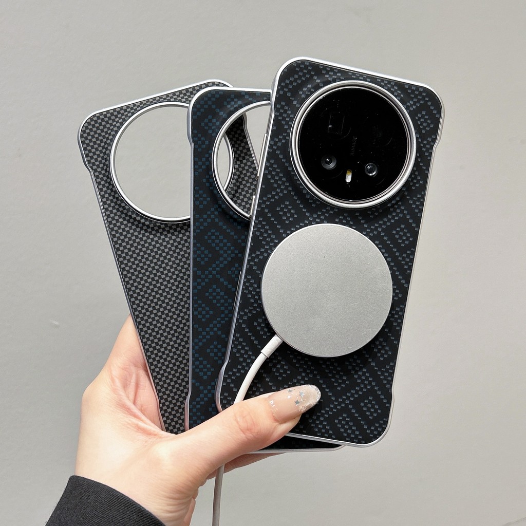 Ốp da từ tính không khung họa tiết bằng sợi Carbon cho Honor Magic 8 / 8 Pro / Bảo vệ Camera / Chống vân tay