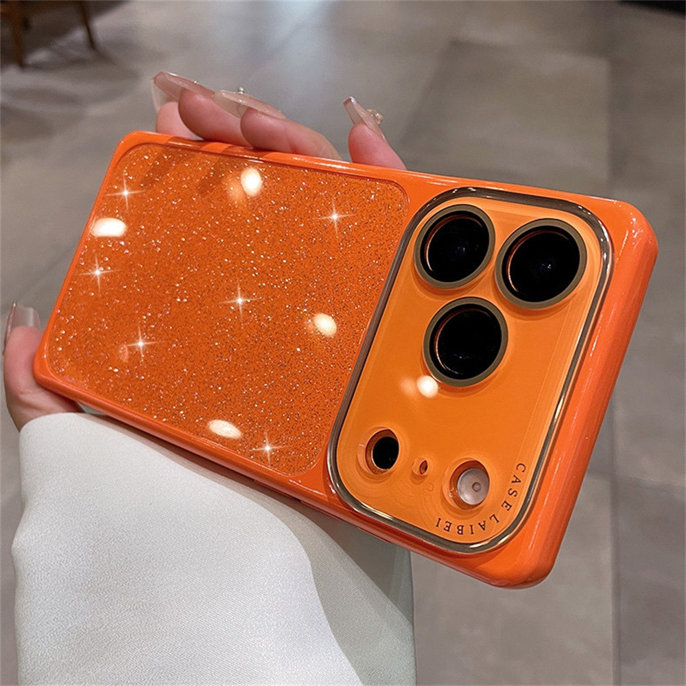 Ốp điện thoại hình vuông lấp lánh thời trang cho iPhone 17 Pro Max 13 14 15 16 pro max Bao gồm tất cả bảo vệ ống kính máy ảnh vỏ mềm Vỏ bảo vệ vỏ điện thoại