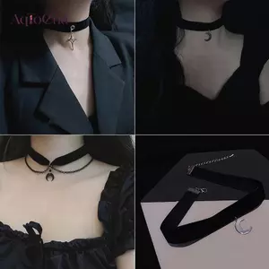 AqToCna Phong Cách Hàn Quốc Thời Trang Choker Nelace Dành Cho Nữ Vintage Gothic Xương Đòn Dây Chuyền Mặt Trăng Cô Gái Ne Phụ Kiện Trang Sức AqToCna
