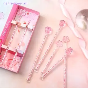 Hoa Anh Đào Mèo Móng Vuốt Ngôi Sao Kim Cương Khuấy Thanh Thủy Tinh Sáng Bóng Sti Hình Trái Tim Thiết Kế Hình Anh Đào Khuấy Đồ Uống Dụng Cụ MỚI