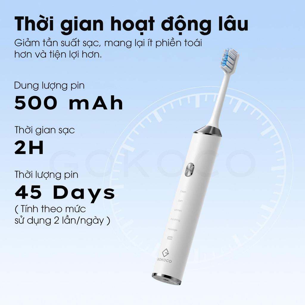 GOKOCO Bàn Chải Đánh Răng Điện Sóng Âm - 5 Chế Độ, Pin 45 Ngày, Chống Nước IPX7, Sạc USB Tiện Lợi | BigBuy360 - bigbuy360.vn