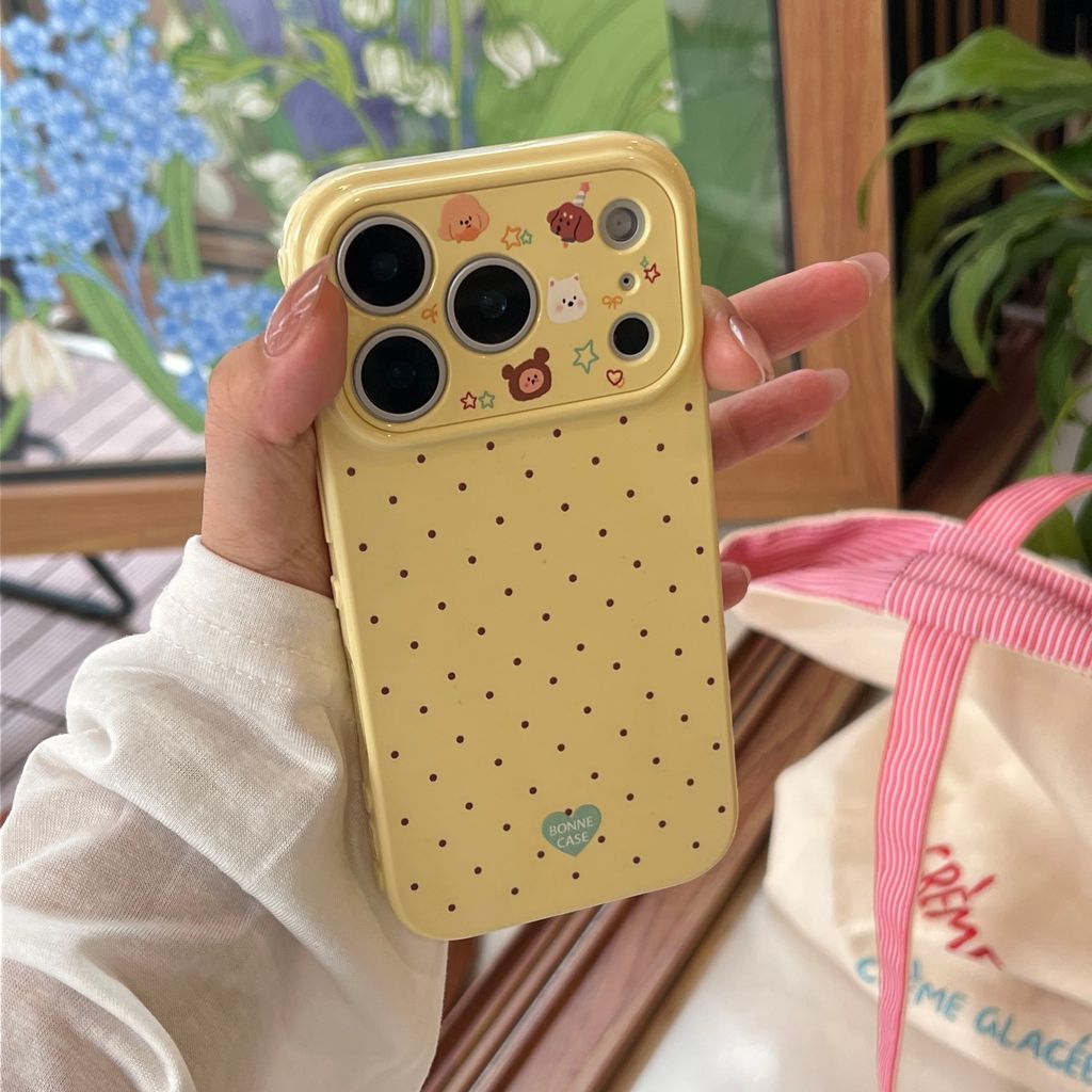 Ốp lưng tranh chấm bi nền vòng tròn cho iPhone 17/16/15/14/13/11/7/17Pro/17ProMax