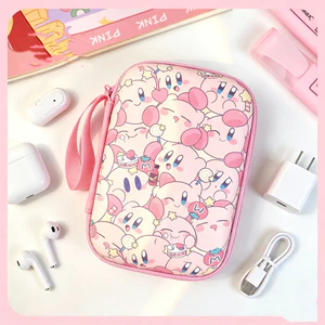 Túi lưu trữ cáp dữ liệu sạc KIrby dễ thương Tai nghe di động Túi sắp xếp kỹ thuật số có dây kéo
