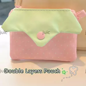 Ví đựng tiền xu JUIC, Túi đựng mỹ phẩm Mini dâu chấm bi, Thiết kế dây kéo đa chức năng Hộp đựng thẻ di động Lưu trữ phụ kiện nhỏ