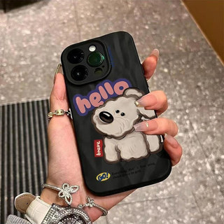 Ốp điện thoại hình chú chó con giả mạo cho iPhone 16Pro Max girl 11 12 13Pro Max 14Plus 15Pro XR XS Max 7 8 Plus