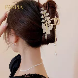 PNPIA- Ánh Sáng Sang Trọng Kim Cương Giả Chuông Phong Lan sel Tóc Hoa Hồng Bướm Vuốt Kẹp Tóc Cá Mập Móng Vuốt Tóc Barrette Phụ Kiện Tóc