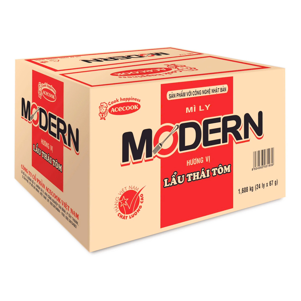 Thùng 24 ly mì Modern lẩu Thái tôm 67g
