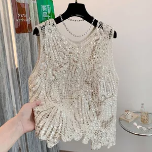 Sequined Móc Rỗng Đan Camisole Mặc Ngoài Nữ 2026 Phong Cách Mới Mùa Hè Áo Vest Không Tay Top