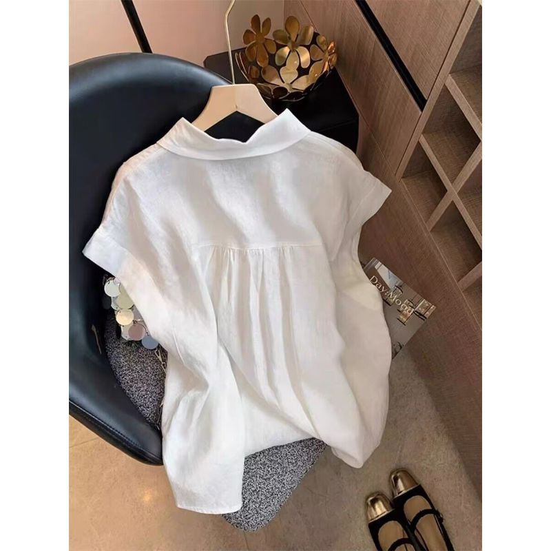 [Hàng mới về] Áo sơ mi ngắn tay thêu Sequin công nghiệp cao cấp kiểu Pháp dành cho nữ mùa hè Phong cách dịu dàng Ngọt ngào Tính khí
