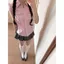 Áo sơ mi JK Mỹ Hàn Quốc Áo sơ mi ngắn tay màu hồng sọc ngắn mùa hè Áo sơ mi bỏ túi Slim-Fit eo hẹp Hot Girl Slimm